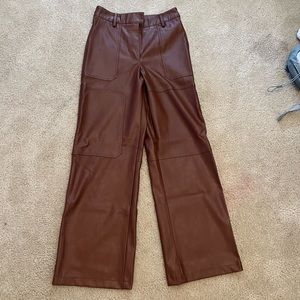 Brown faux leather pants